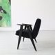 Fauteuil polonais "366" du milieu du siècle en noir, conçu en 1962 par J. Chierowski