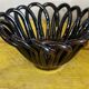 Small Basket - Iridescent Black Braided Ceramic Empty Pocket - 70's German