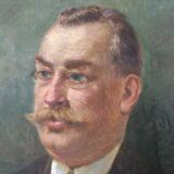 Painting oil on canvas portrait of man in moustache 1900