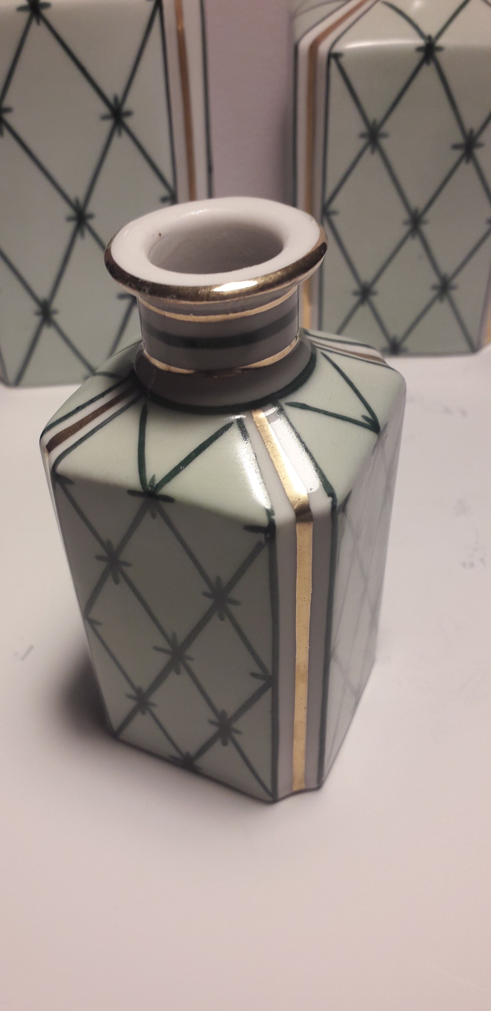 Set of 3 bottles in Limoges Art Deco porcelain