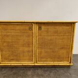 Wicker and bamboo cabinet by Dal Vera, 1960s
