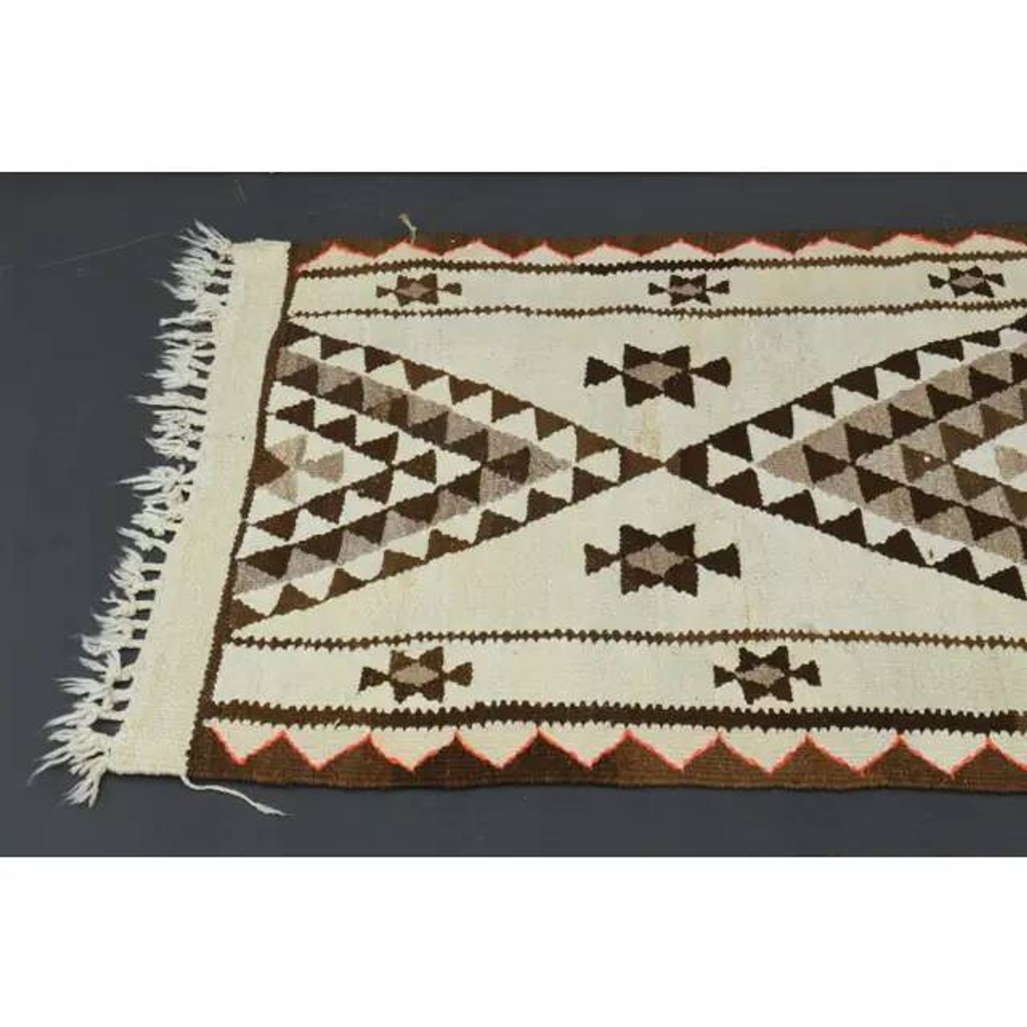 1970s Vintage Turkish Hand-Knotted Wool Cotton Beige Runner Rug 92x355