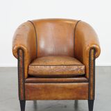 Sheep leather club chair with patina