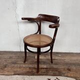 Office armchair bistrot Fischel cannée vintage cannage 1950