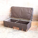 Banc coffre en patchwork de cuir vintage