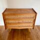Vintage wooden and rattan chest of drawers