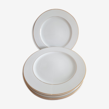 Set de 6 assiettes plates en porcelaine liserets or Guy Degrenne