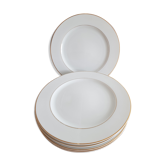 Set de 6 assiettes plates en porcelaine liserets or Guy Degrenne
