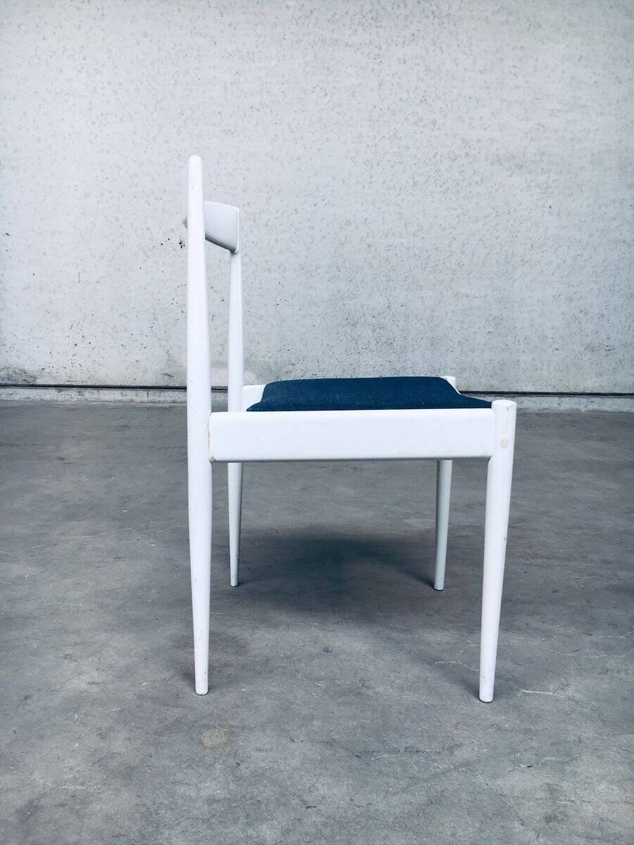 Belgian White Dining Chair, 1970s, Set of 9