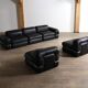 Modular sofa in black leather by Rodolfo Bonetto for Tecnosalotto, 1960s