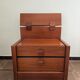 Pair of vintage bedside tables with high backrest in wood - 1970s