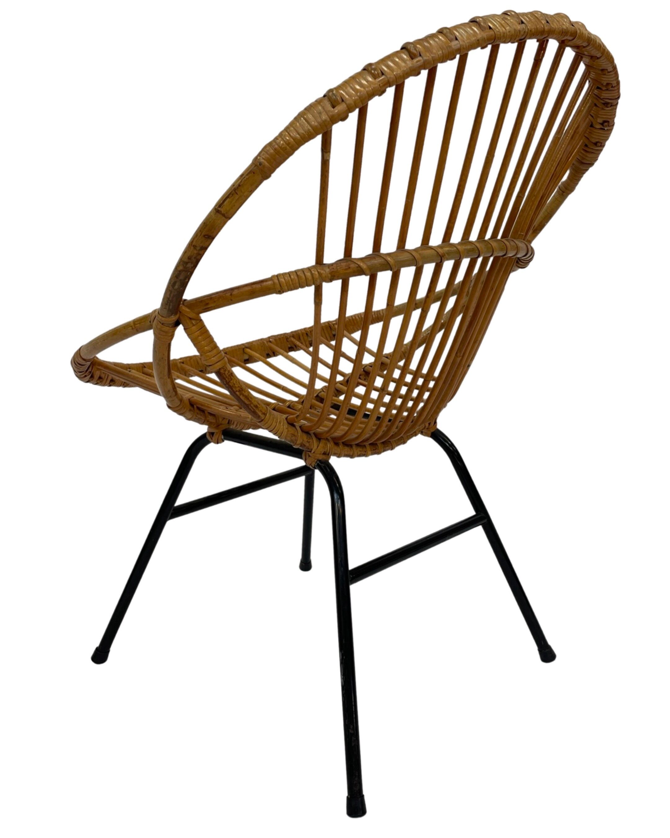 Vintage rattan chair by Dirk van Sliedregt Rohe Noordwolde 1960 in the Netherlands