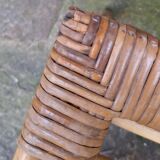 Rattan and smoked glass coffee table