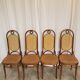 Lot de 4 chaises de salle à manger vintage en bois courbé : dossier en rotin, style Thonet