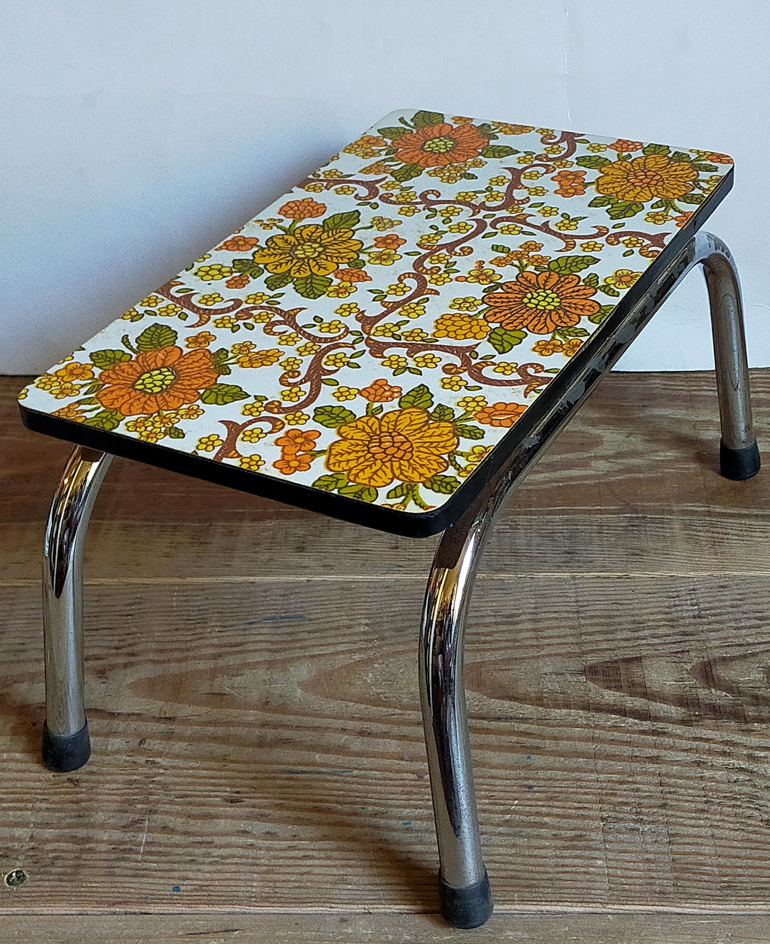 Vintage floral formica footrest stool