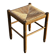 1950s turned wooden stool with a straw seat.
