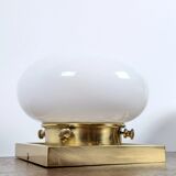 Set of 3 vintage wall lights – brass and opal glass (70s design)