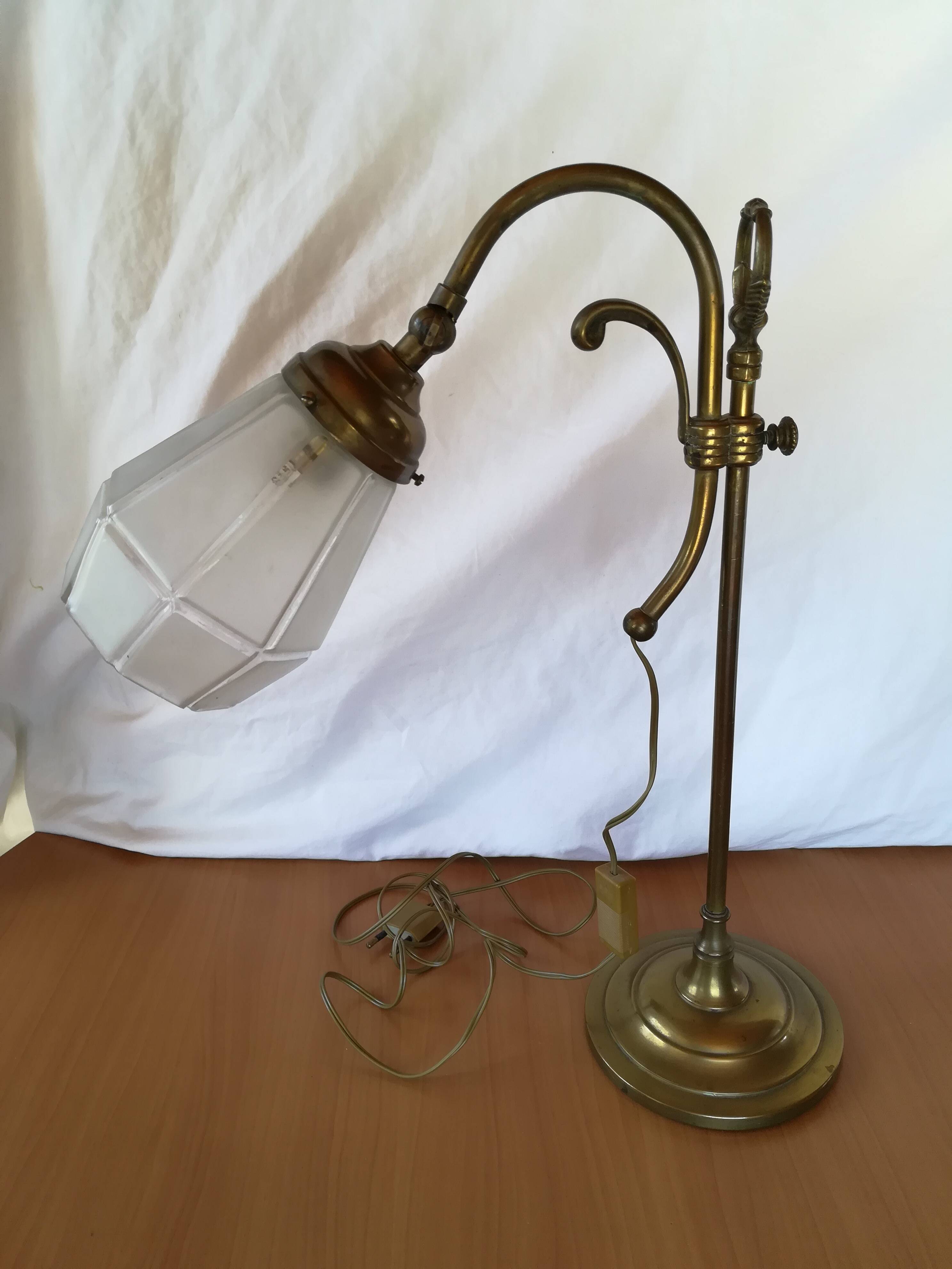 Art deco brass swan neck lamp