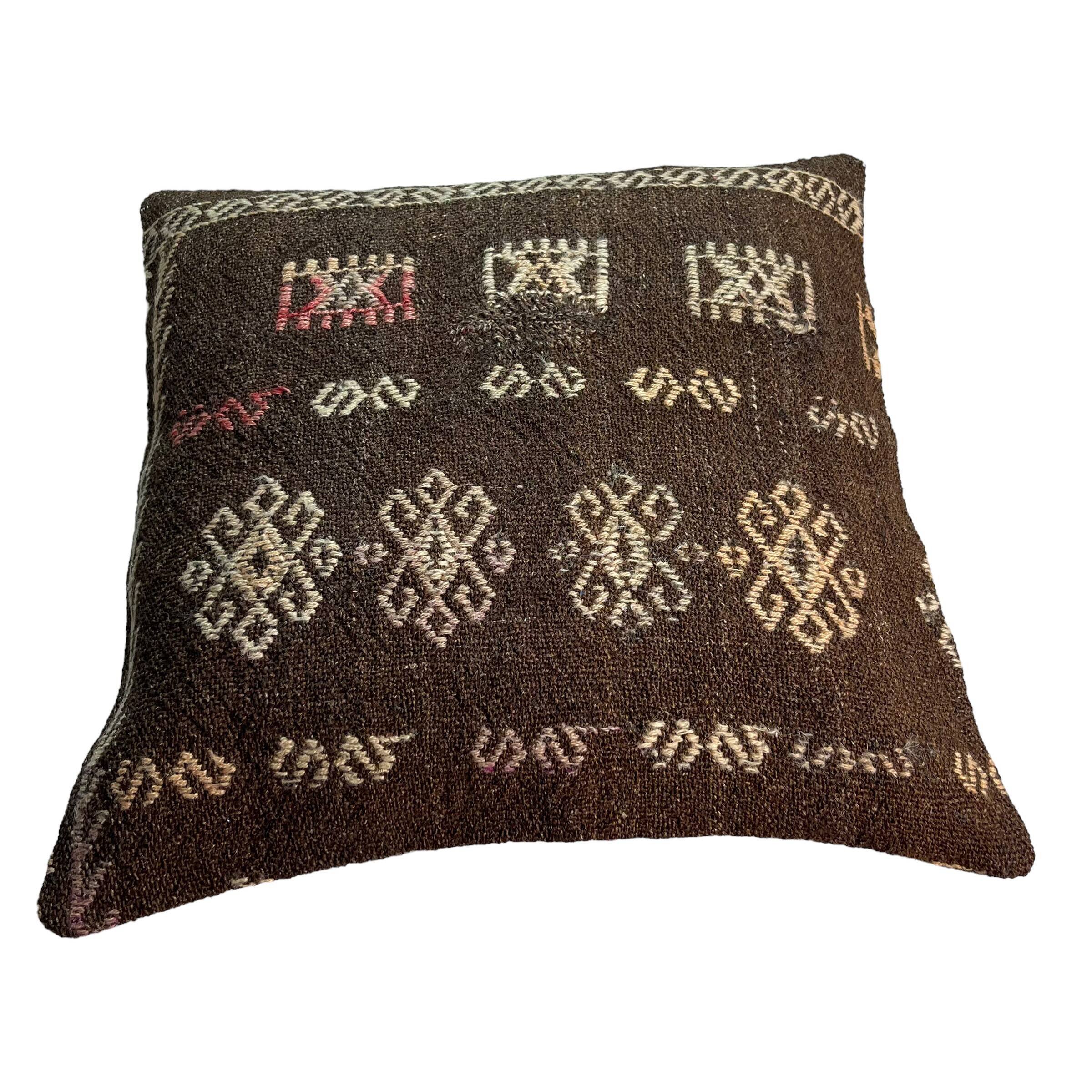 Vintage turkish kilim cushion cover , 55 x 55 cm