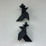 2 bougeoirs brutalistes formant des oiseaux, Danemark 1970