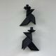 2 Small Vintage Candlesticks 1970s Denmark Brutalist Handmade Birds