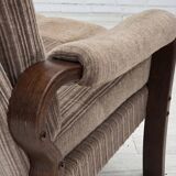 1970s, pair of Danish armchairs, brown furniture corduroy, beech wood.