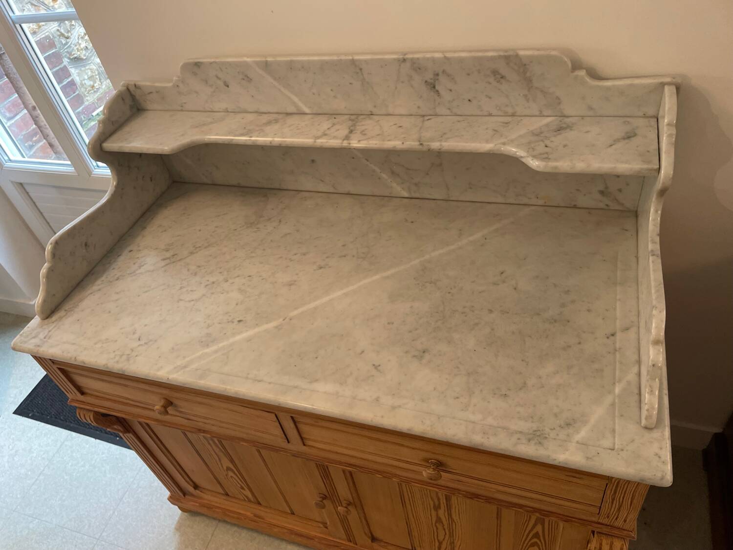 Sandblasted pitch pine bathroom cabinet