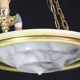 Masterpiece Art Deco design white alabaster chandelier circular wooden fram