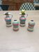 Vinegar and oil set, salt shaker and pepper shaker.
