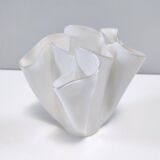 White Glass Vase "Fazzoletto" by Giorgio Berlini, Italy