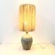 XXL Vintage Lamp Base in Beige Grey Stoneware with Raffia Lampshade 1970