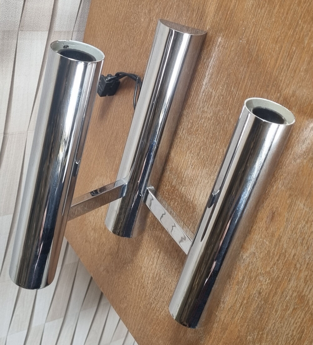 Double chrome wall lamp, Gaetano Sciolari, vintage, 70s
