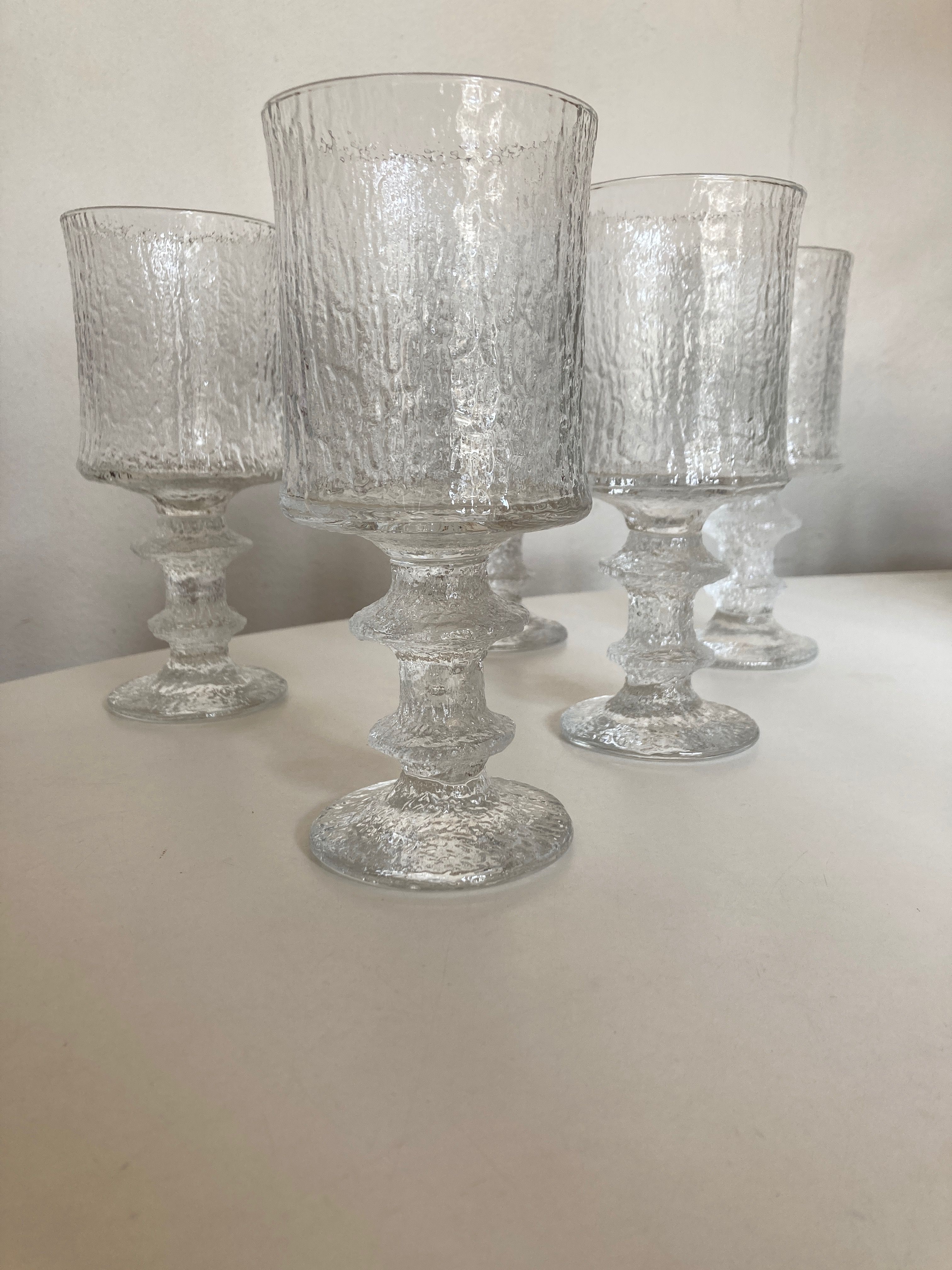 Set of 5 Timo Sarpaneva Festivo 1970 Scandinavian IIttala glasses