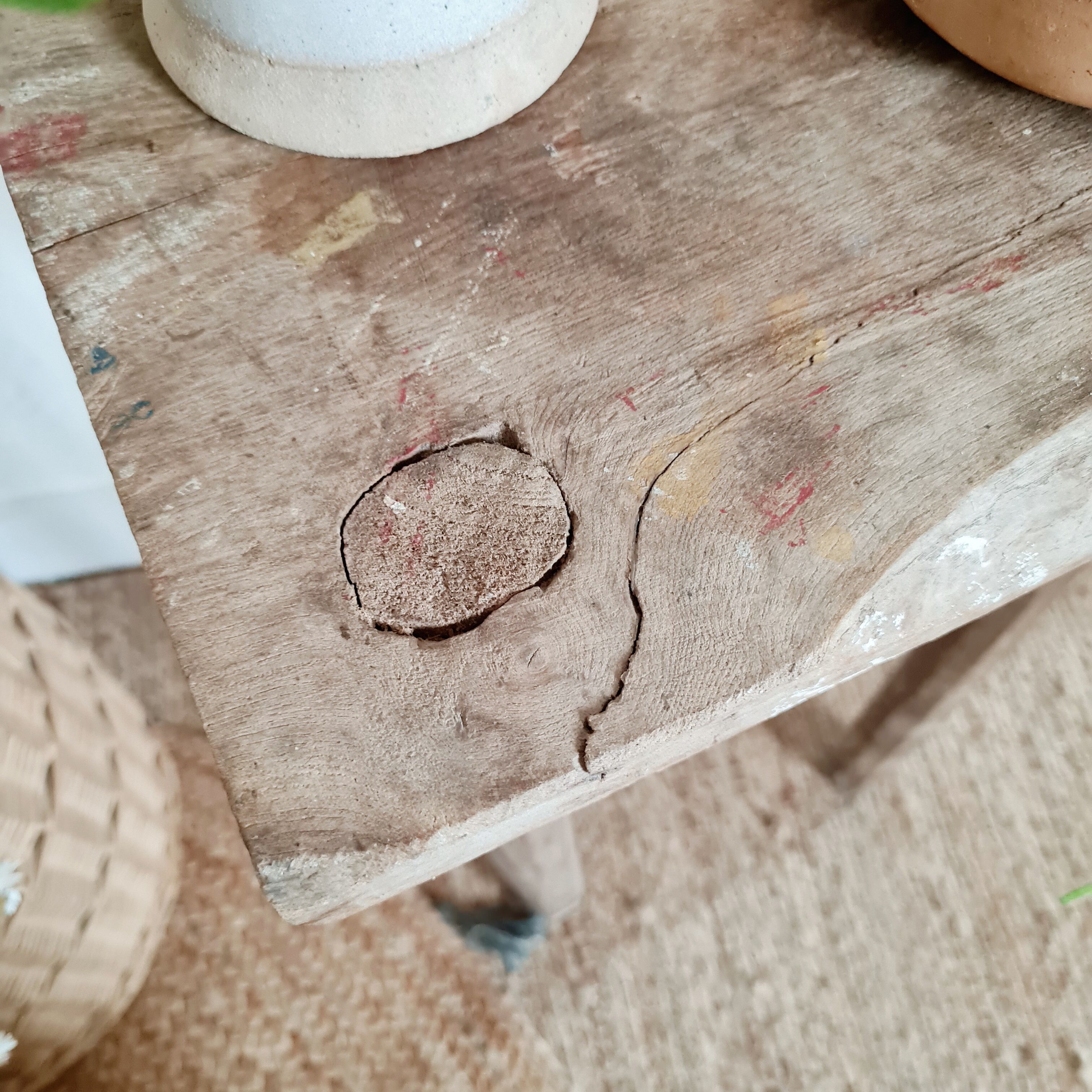 Wooden stool - wooden harness workshop look brutalist