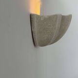 Vintage porcelain shell wall light, speckled beige, France 1960