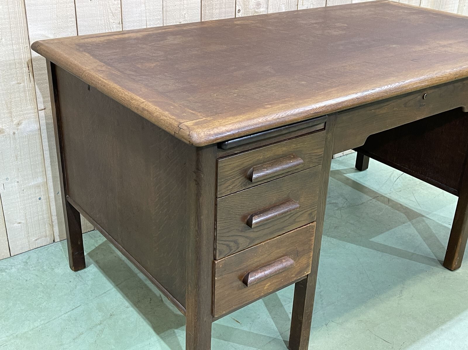 60s English flat desk in oak