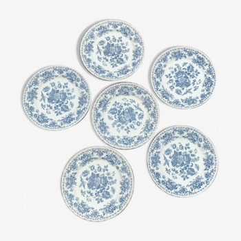 Série de 6 assiettes plates en porcelaine anglaise