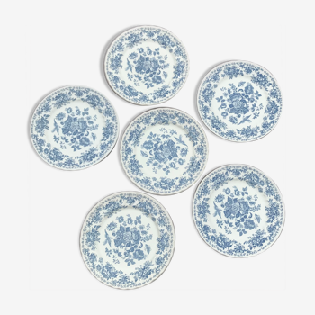 Series of 6 flat plates in English porcelain