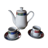 Coffee service cups saucers and coffee maker