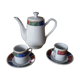 Coffee service cups saucers and coffee maker