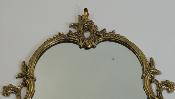 Miroir vintage doré style Louis XV – Cadre baroque en métal – Décoration mu
