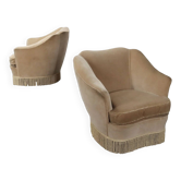 Chaises en velours vintage, Italie, années 1950