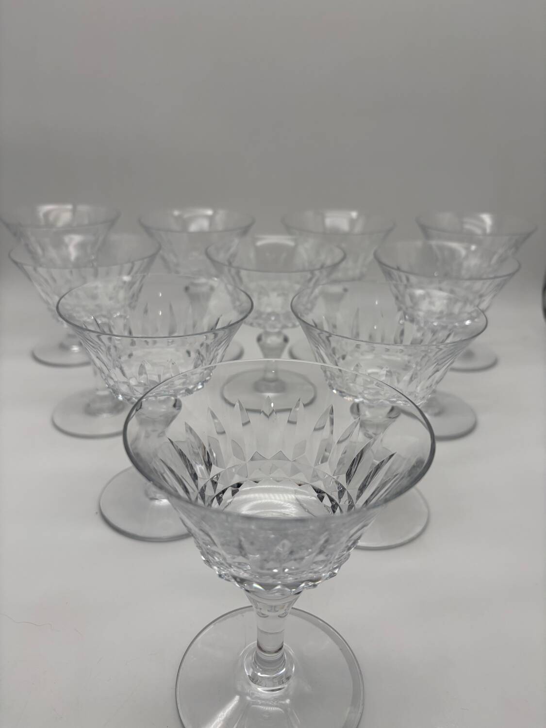 10 crystal champagne glasses, Baccarat, Picadilly model, France