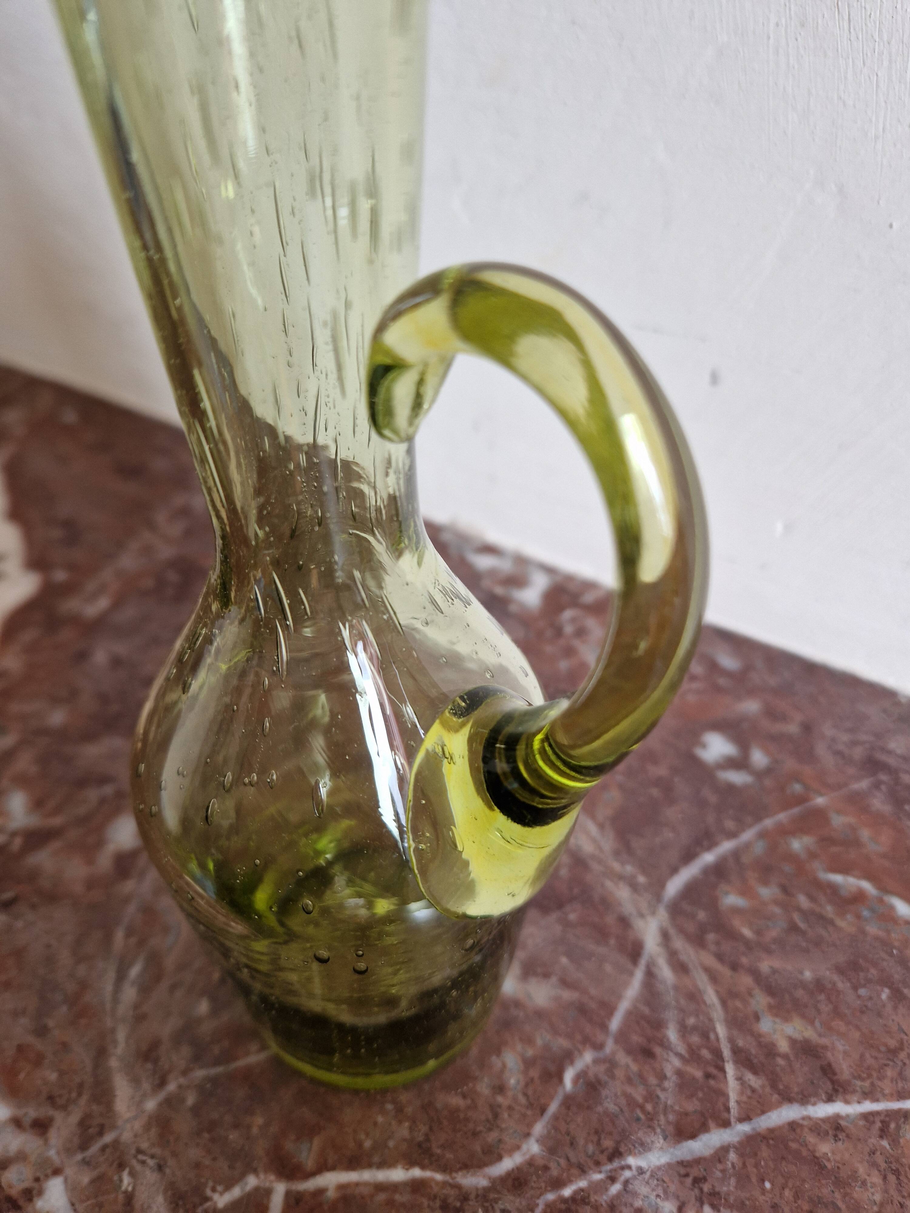 Huilier en verre soufflé bullé - Verrerie de Biot
