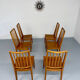 Lot de 6 chaises en hêtre massif vintage bois bicolore design annee 60