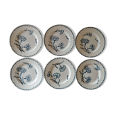 Lot 6 flat plates old iron earth K&G Lunéville Carnations