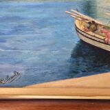 Oil Painting on Panel Mediterranean Port (Saint Tropez) signed Ribault