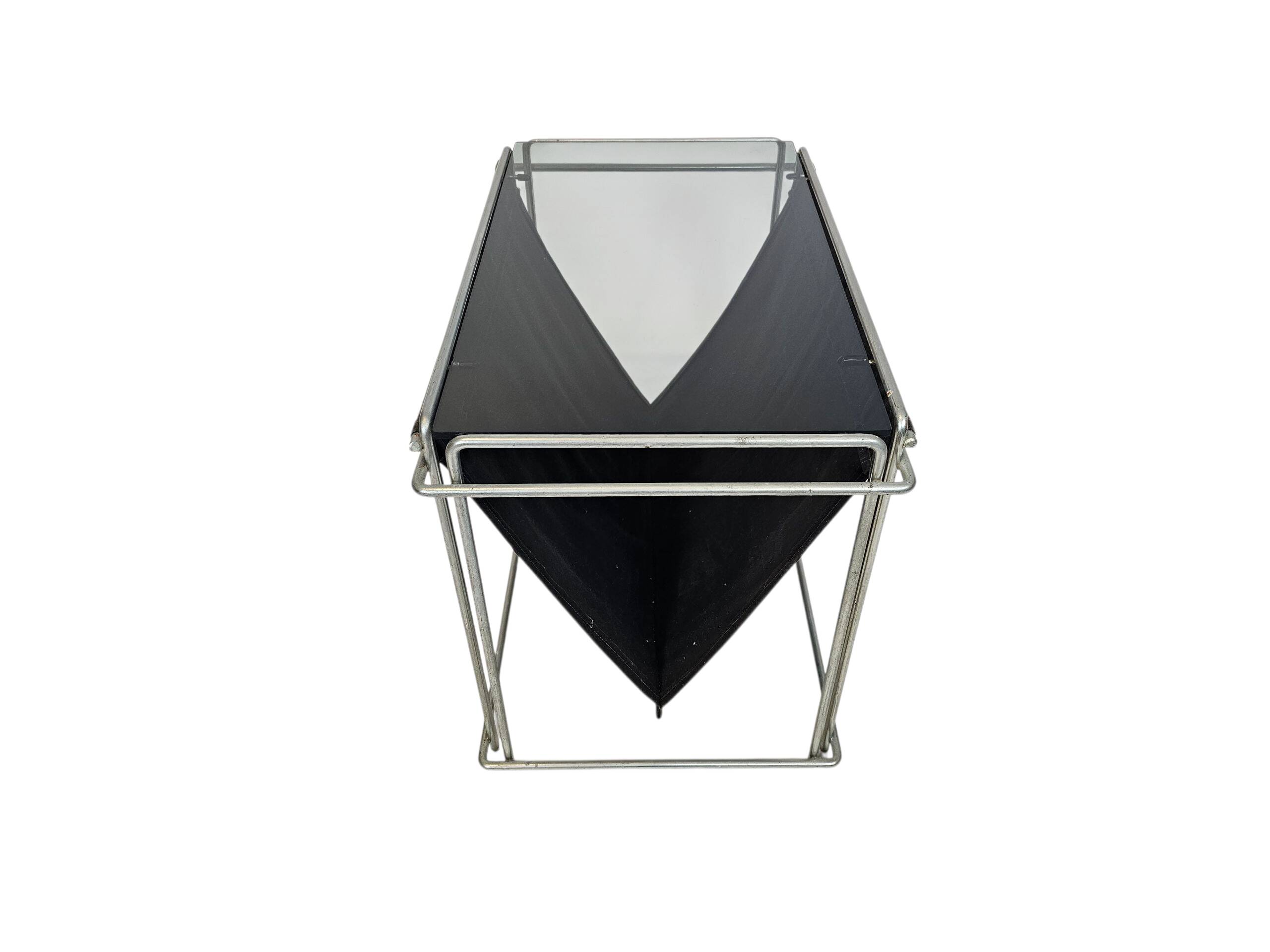 Max Sauze studio - side table - magazine rack - metal - glass - 70s