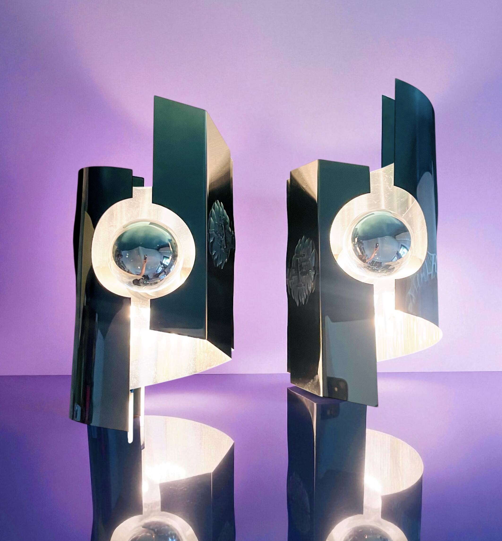 2 vintage 70s Space Age Oxar inspired wall lights