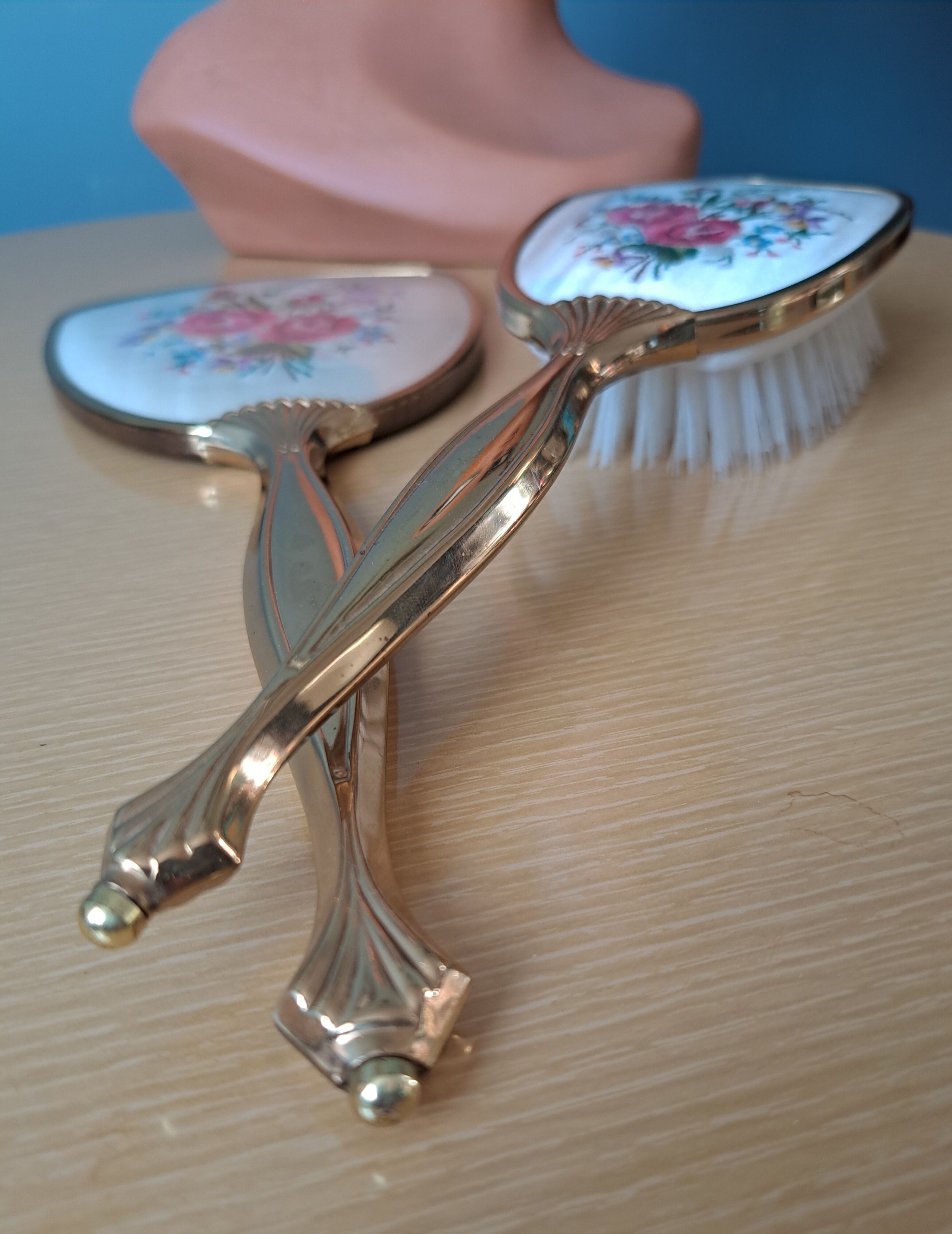 GLAMOUR 1920 Set Vanity Satin embroidered Brass